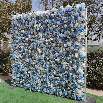 Fundo de parede de flores azuis