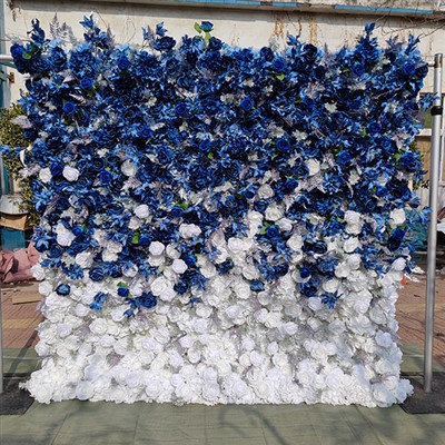 Parede de flores azuis