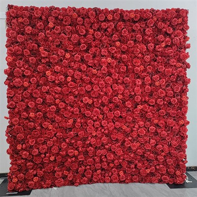 Parede de flores vermelhas